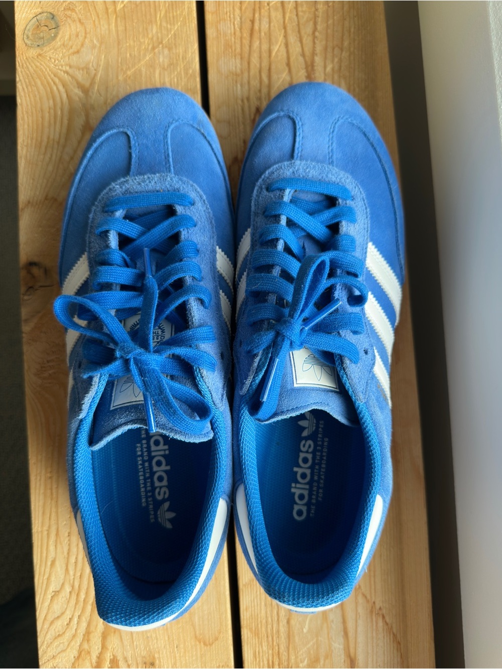 adidas Blue Suede Retro Low-Top Sneakers with White Stripes
